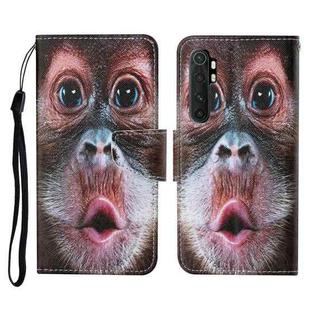 For Xiaomi Mi Note 10 Lite Colored Drawing Pattern Horizontal Flip Leather Case with Holder & Card Slots & Wallet & Lanyard(Orangutan)