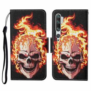 For Xiaomi Mi Note 10 / Note 10 Pro Colored Drawing Pattern Horizontal Flip Leather Case with Holder & Card Slots & Wallet & Lanyard(Flame Skull)