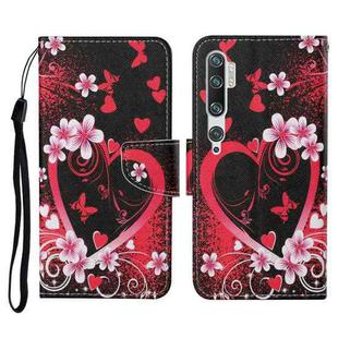 For Xiaomi Mi Note 10 / Note 10 Pro Colored Drawing Pattern Horizontal Flip Leather Case with Holder & Card Slots & Wallet & Lanyard(Red Heart)
