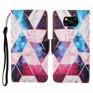 For Xiaomi Poco X3 NFC Colored Drawing Pattern Horizontal Flip Leather Case with Holder & Card Slots & Wallet & Lanyard(Starry Marble)
