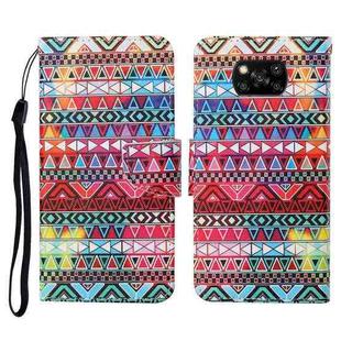 For Xiaomi Poco X3 NFC Colored Drawing Pattern Horizontal Flip Leather Case with Holder & Card Slots & Wallet & Lanyard(Tribal Ethnic Style)