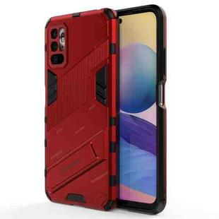 For Xiaomi Redmi Note 10 5G Punk Armor 2 in 1 PC + TPU Shockproof Case with Invisible Holder(Red)