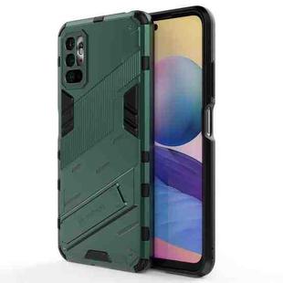 For Xiaomi Redmi Note 10 5G Punk Armor 2 in 1 PC + TPU Shockproof Case with Invisible Holder(Green)