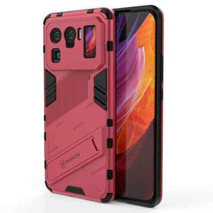 For Xiaomi Mi 11 Ultra Punk Armor 2 in 1 PC + TPU Shockproof Case with Invisible Holder(Light Red)