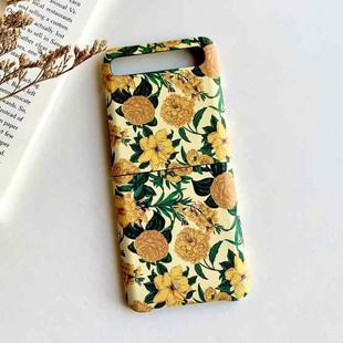For Samsung Galaxy Z Flip 5G / 4G Floral Pattern Folding PC Protective Case(Yellow)