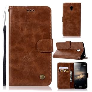 For Lenovo Vibe P1 Retro Copper Button Crazy Horse Horizontal Flip PU Leather Case with Holder & Card Slots & Wallet & Lanyard(Brown)