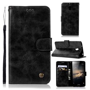 For Lenovo Vibe P1 Retro Copper Button Crazy Horse Horizontal Flip PU Leather Case with Holder & Card Slots & Wallet & Lanyard(Black)