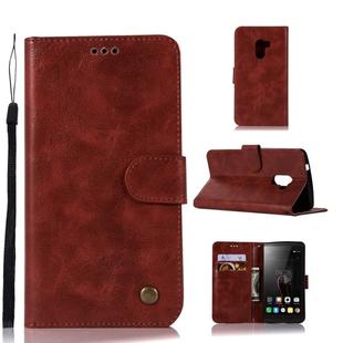 For Lenovo A7010 Retro Copper Button Crazy Horse Horizontal Flip PU Leather Case with Holder & Card Slots & Wallet & Lanyard(Wine Red)