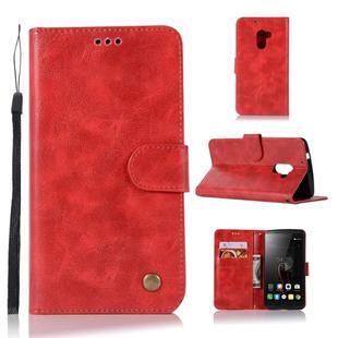 For Lenovo A7010 Retro Copper Button Crazy Horse Horizontal Flip PU Leather Case with Holder & Card Slots & Wallet & Lanyard(Red)