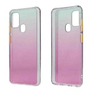 For Samsung Galaxy A21s Gradient Shockproof TPU + Acrylic Case with Detachable Buttons(Rose Red))