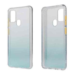 For Samsung Galaxy A21s Gradient Shockproof TPU + Acrylic Case with Detachable Buttons(Green)