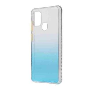 For Samsung Galaxy A21s Gradient Shockproof TPU + Acrylic Case with Detachable Buttons(Blue)