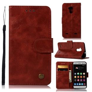 For ZTE V6 Plus / V7 Lite Retro Copper Button Crazy Horse Horizontal Flip PU Leather Case with Holder & Card Slots & Wallet & Lanyard(Wine Red)