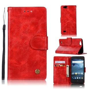 For ZTE N9137 Retro Copper Button Crazy Horse Horizontal Flip PU Leather Case with Holder & Card Slots & Wallet & Lanyard(Red)