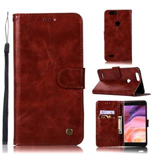 For  ZTE Blade Z Max / Z982 Retro Copper Button Crazy Horse Horizontal Flip PU Leather Case with Holder & Card Slots & Wallet & Lanyard(Wine Red)