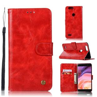 For  ZTE Blade Z Max / Z982 Retro Copper Button Crazy Horse Horizontal Flip PU Leather Case with Holder & Card Slots & Wallet & Lanyard(Red)