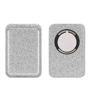 Glitter Powder Leather Wallet Pouch Card Holder Card Case(Silver)