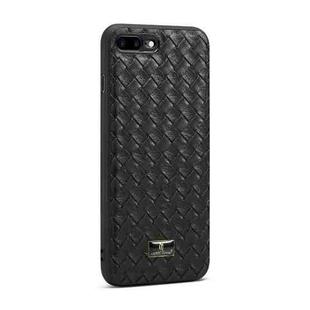 For iPhone SE 2022 / SE 2020 / 8 / 7 Fierre Shann Leather Texture Phone Back Cover Case(Woven Black)