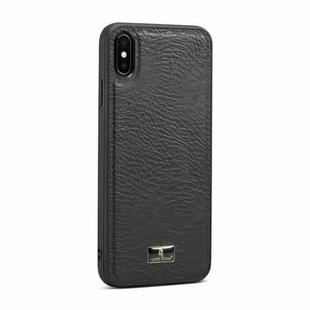 For iPhone X / XS Fierre Shann Leather Texture Phone Back Cover Case(Cowhide Black)