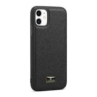 For iPhone 11 Fierre Shann Leather Texture Phone Back Cover Case (Lychee Black)