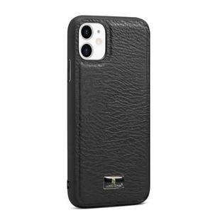 For iPhone 11 Fierre Shann Leather Texture Phone Back Cover Case (Cowhide Black)