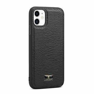 For iPhone 11 Pro Fierre Shann Leather Texture Phone Back Cover Case (Cowhide Black)