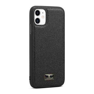 For iPhone 11 Pro Max Fierre Shann Leather Texture Phone Back Cover Case (Lychee Black)