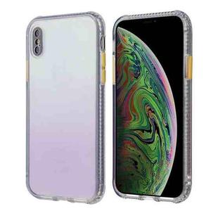 For iPhone X / XS Gradient Shockproof TPU + Acrylic Case with Detachable Buttons(Purple)