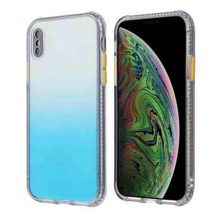 For iPhone X / XS Gradient Shockproof TPU + Acrylic Case with Detachable Buttons(Blue)