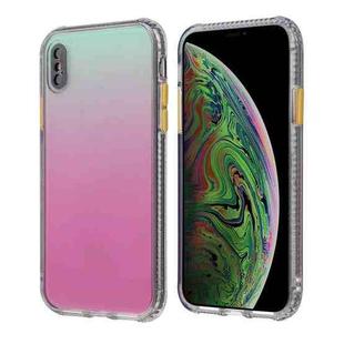 For iPhone XS Max Gradient Shockproof TPU + Acrylic Case with Detachable Buttons(Rose Red)