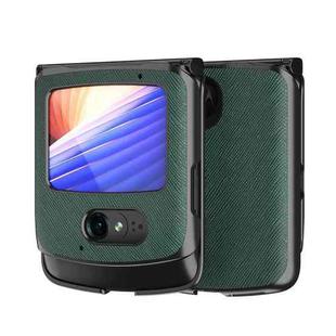 For Motorola Razr 5G Leather Texture + PC Full Coverge Folding Case(Green Cross Texture)
