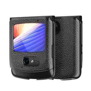 For Motorola Razr 5G Leather Texture + PC Full Coverge Folding Case(Black Litchi Texture)
