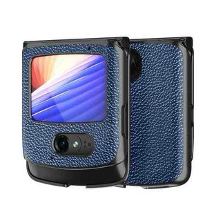 For Motorola Razr 5G Leather Texture + PC Full Coverge Folding Case(Blue Litchi Texture)