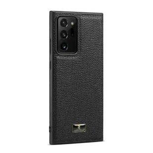 For Samsung Galaxy Note20 Fierre Shann Leather Texture Phone Back Cover Case(Lychee Black)