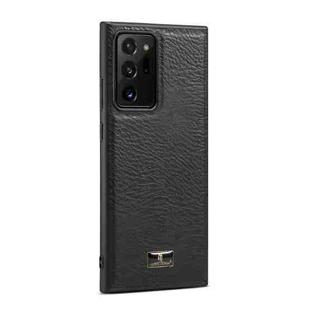 For Samsung Galaxy Note20 Fierre Shann Leather Texture Phone Back Cover Case(Cowhide Black)