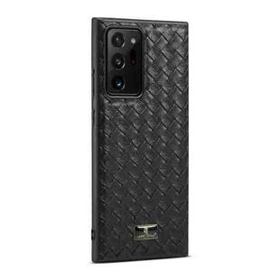 For Samsung Galaxy Note20 Ultra Fierre Shann Leather Texture Phone Back Cover Case(Woven Black)