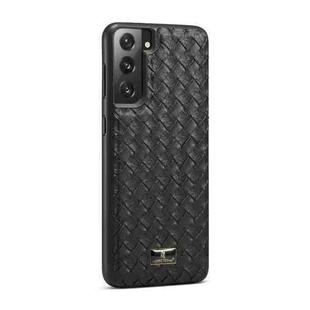 For Samsung Galaxy S21 5G Fierre Shann Leather Texture Phone Back Cover Case(Woven Black)