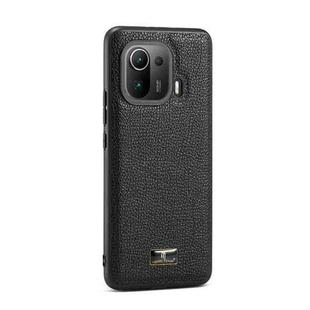 For Xiaomi Mi 11 Pro Fierre Shann Leather Texture Phone Back Cover Case(Lychee Black)