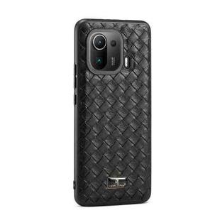For Xiaomi Mi 11 Pro Fierre Shann Leather Texture Phone Back Cover Case(Woven Black)