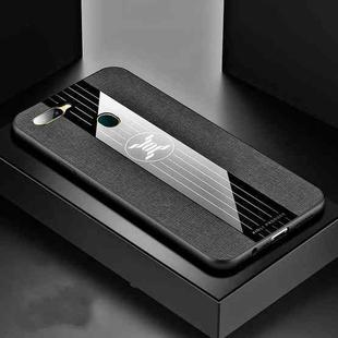 For OPPO A7 XINLI Stitching Cloth Textue Shockproof TPU Protective Case(Black)