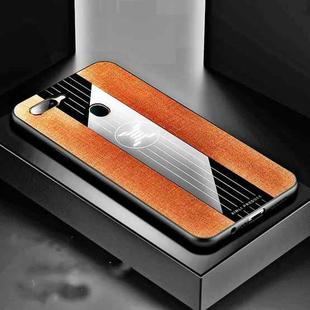 For OPPO A7 XINLI Stitching Cloth Textue Shockproof TPU Protective Case(Brown)