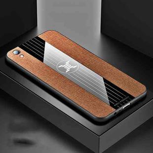 For OPPO R9 XINLI Stitching Cloth Textue Shockproof TPU Protective Case(Brown)