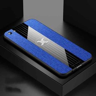 For OPPO R9S Plus XINLI Stitching Cloth Textue Shockproof TPU Protective Case(Blue)