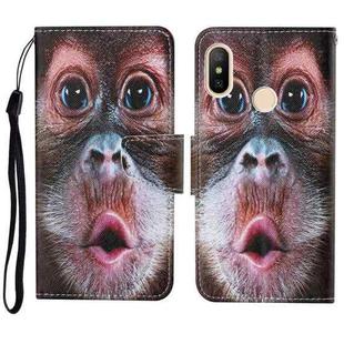 For Xiaomi Redmi Note 6 Pro Colored Drawing Pattern Horizontal Flip Leather Case with Holder & Card Slots & Wallet & Lanyard(Orangutan)