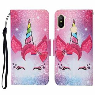 For Xiaomi Redmi Note 6 Pro Colored Drawing Pattern Horizontal Flip Leather Case with Holder & Card Slots & Wallet & Lanyard(Eyelash Unicorn)