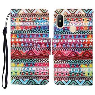 For Xiaomi Redmi Note 6 Pro Colored Drawing Pattern Horizontal Flip Leather Case with Holder & Card Slots & Wallet & Lanyard(Tribal Ethnic Style)