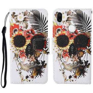 For Xiaomi Redmi Note 7 / 7 Pro Colored Drawing Pattern Horizontal Flip Leather Case with Holder & Card Slots & Wallet & Lanyard(Flower Skull)