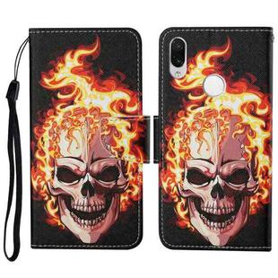 For Xiaomi Redmi Note 7 / 7 Pro Colored Drawing Pattern Horizontal Flip Leather Case with Holder & Card Slots & Wallet & Lanyard(Flame Skull)