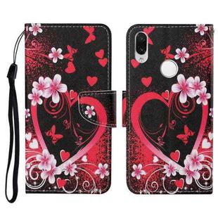 For Xiaomi Redmi Note 7 / 7 Pro Colored Drawing Pattern Horizontal Flip Leather Case with Holder & Card Slots & Wallet & Lanyard(Red Heart)