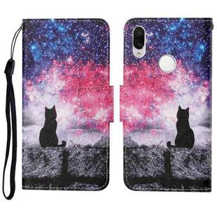 For Xiaomi Redmi Note 7 / 7 Pro Colored Drawing Pattern Horizontal Flip Leather Case with Holder & Card Slots & Wallet & Lanyard(Starry Cat)